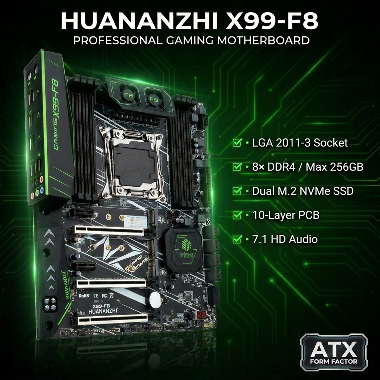 Pc Gaming Omen - HUANANZHI X99 F8 Placa-mãe LGA2011-3 DDR4