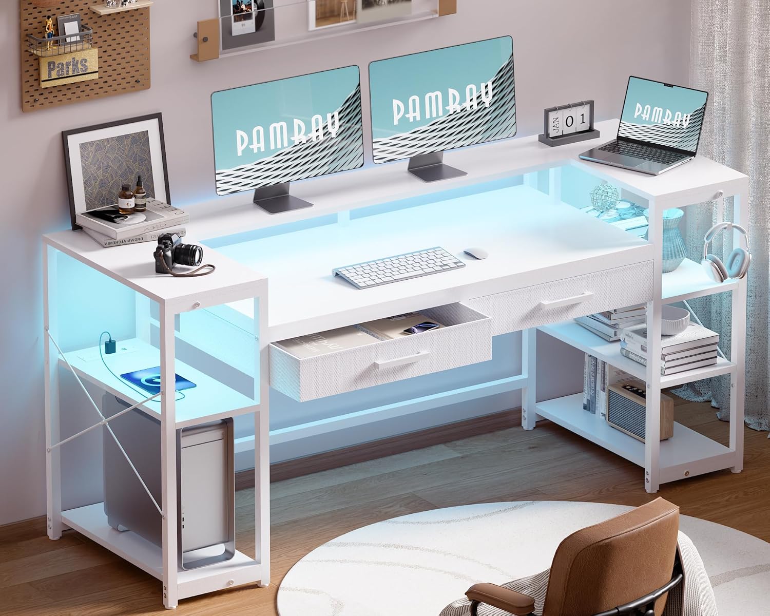 Pc Gaming White - 58 Inch Gaming Desk and PC