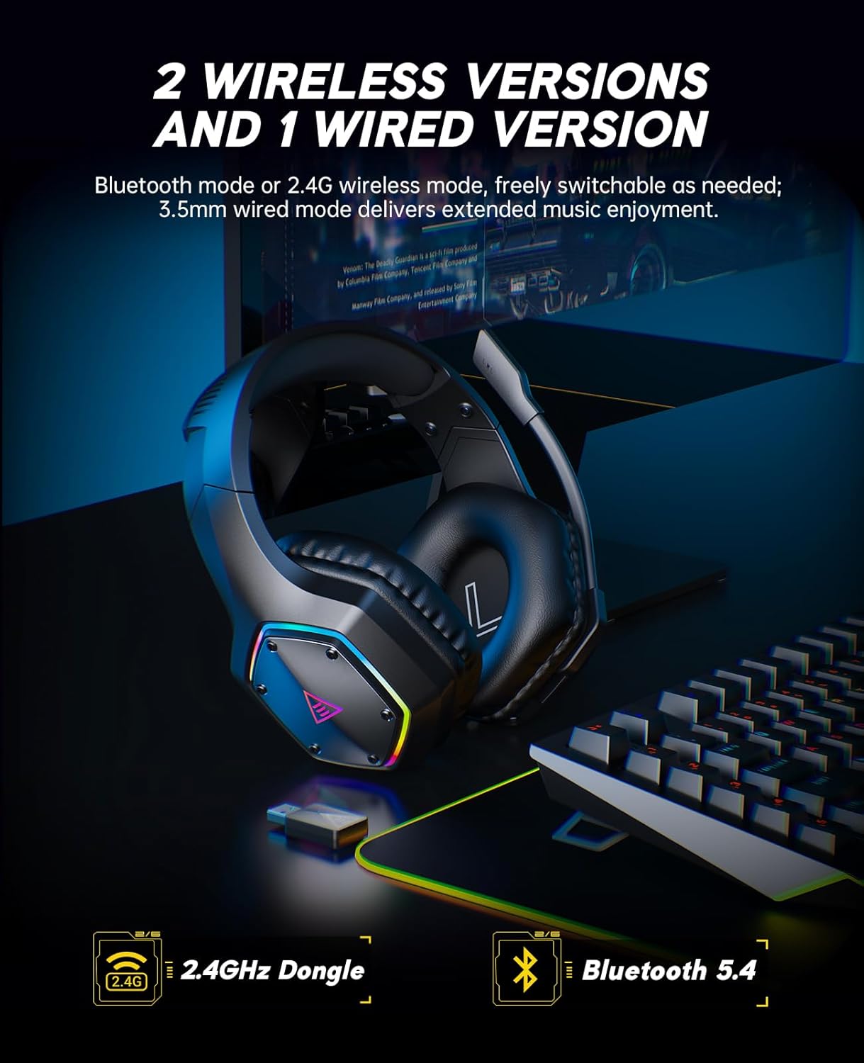 2.4GHz Wireless Gaming Headset - No Rgb Gaming Pc recension och pris
