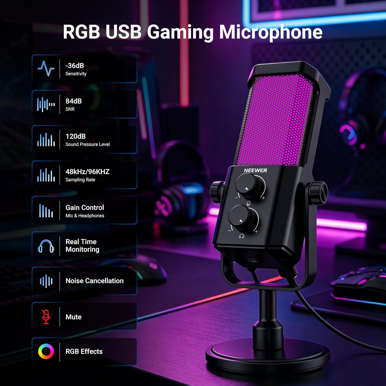 AI USB Podcasting Microphone,  - No Rgb Gaming Pc recension och pris
