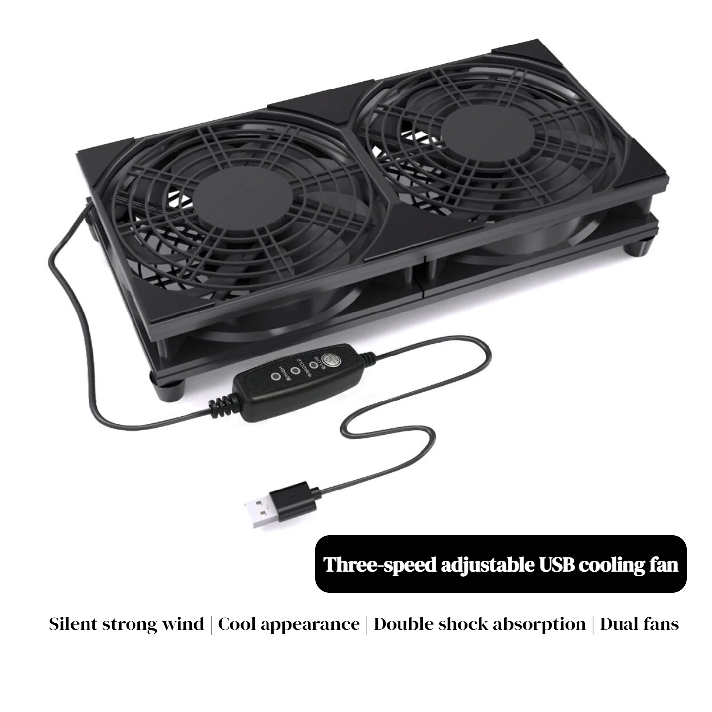 Dual USB Cooling Fan with 3-Sp - No Rgb Gaming Pc recension och pris
