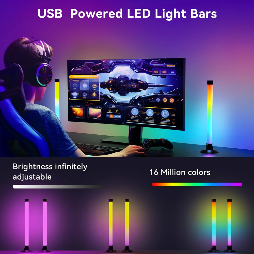 2PCS 5V USB RGBIC LED Lamp Bar - Pc Gaming Youtube recension och pris