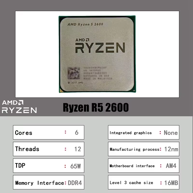 AMD Ryzen 5 2600 6-Core 12-Thr - Pc Gaming Desk recension och pris
