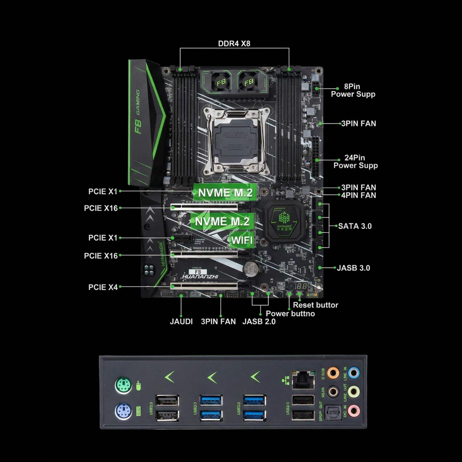 HUANANZHI X99 F8 Placa-mãe LGA - Pc Gaming Omen recension och pris
