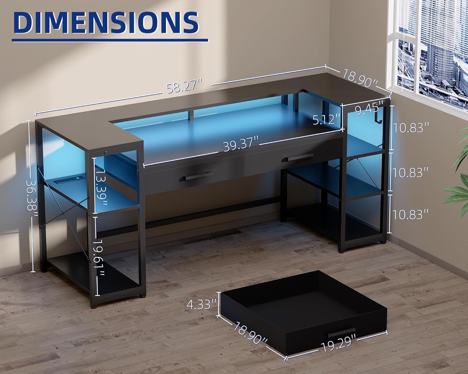 58 Inch Gaming Desk and PC Van - Pc Gaming White recension och pris