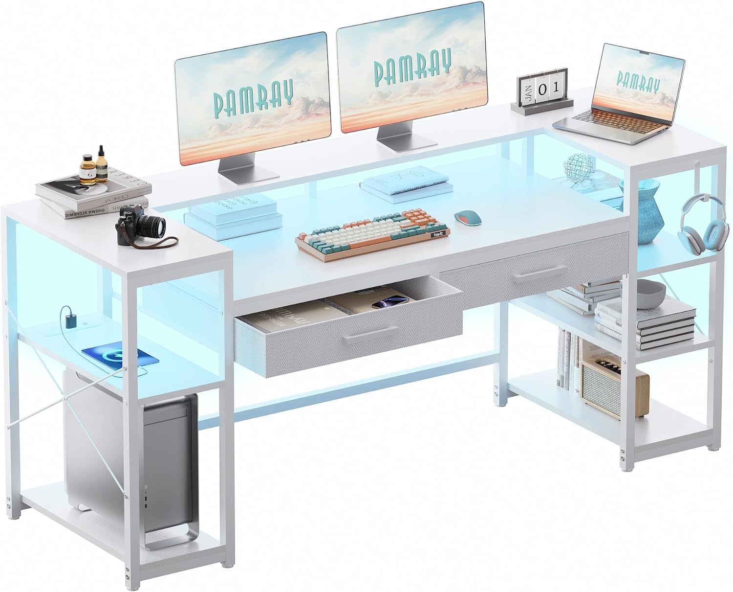 58 Inch Gaming Desk and PC Van - Pc Gaming White recension och pris