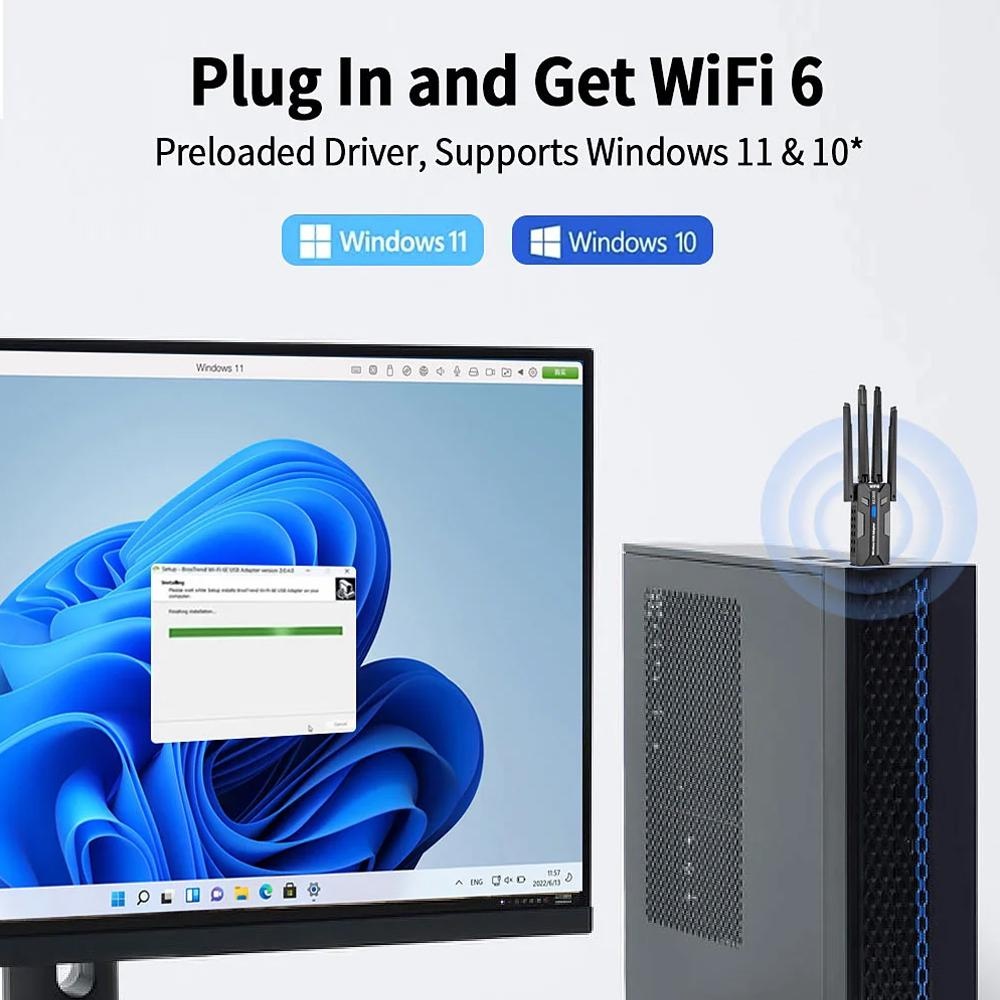 WiFi 6 USB Adapter 1800Mbps Du - Pc Gaming Desk recension och pris